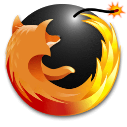 Firefox is a blast! recreated Firefox logo, modified with a spherical bomb as the firefox is facing it