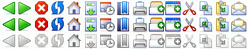 Winstripe 0.1 toolbar icons, showing default, hovered and disabled states