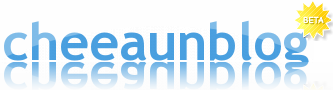 a 'cheeaunblog beta' web 2.0 logo, rendered with vibrant colours and reflection effects