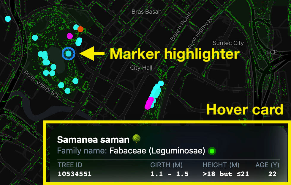 ExploreTrees.SG marker highlighter and hover card