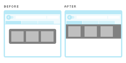 before: Tab switching pane at the center of screen; after: Tab switching pane at the bottom of tab bar