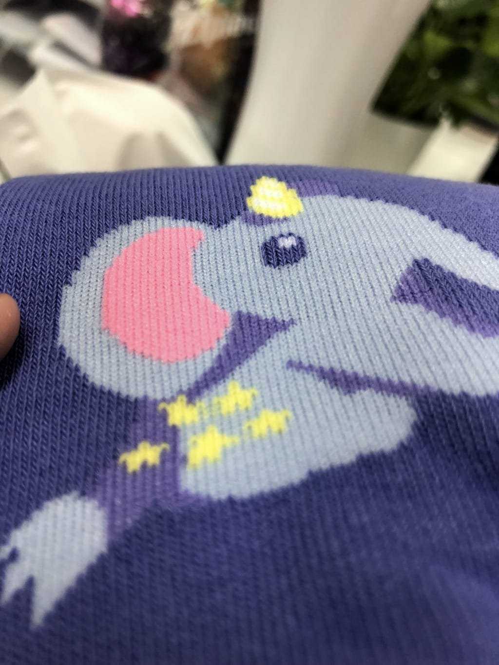 Elephant socks mascot close-up shot, from Fuzhou Firebird Sporting Goods