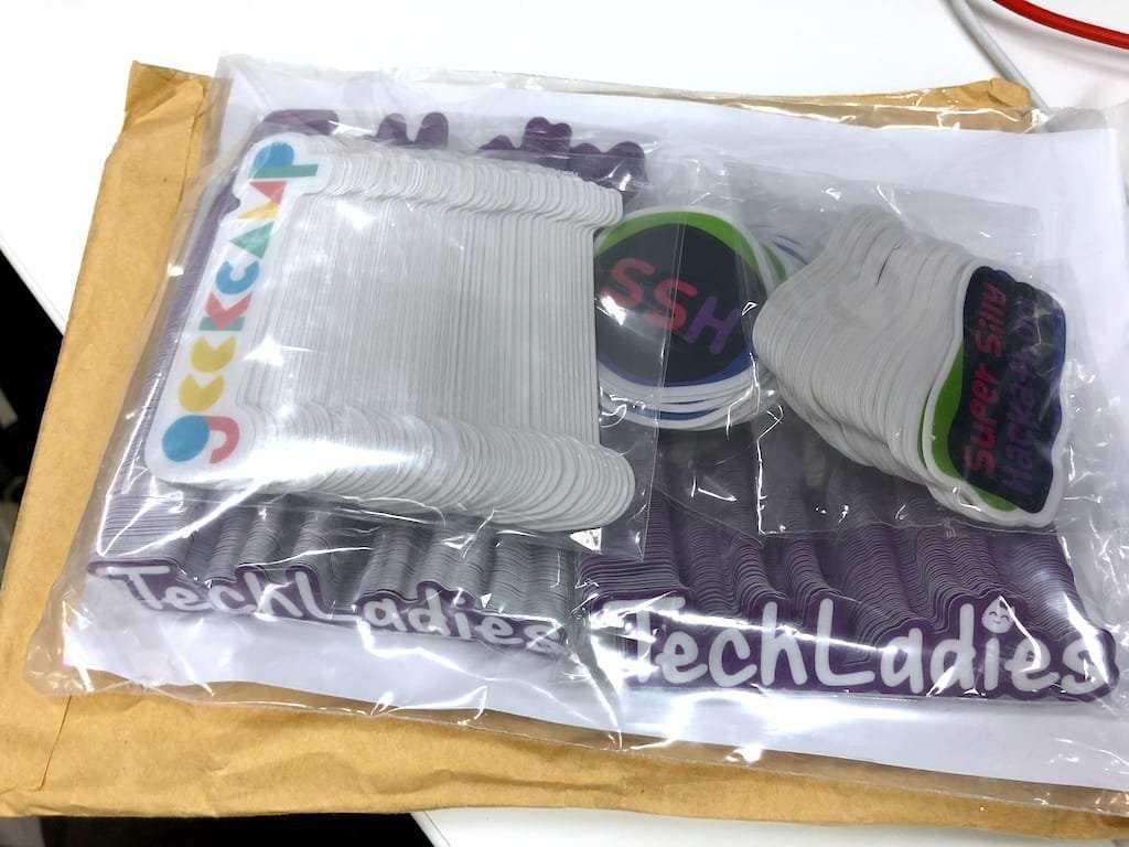 Geekcamp Singapore, TechLadies, and SSH stickers, from StickerHD