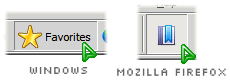 two hovered checked toolbar buttons, one has dialog background colour on Windows, the other has lighter dialog background colour on Mozilla Firefox