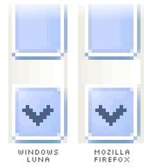 two vertical scrollbars, one is Mozilla Firefox's, the other is Windows Luna's, both has different width