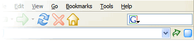 correct small size of the throbber positioned next to the location bar and Go button