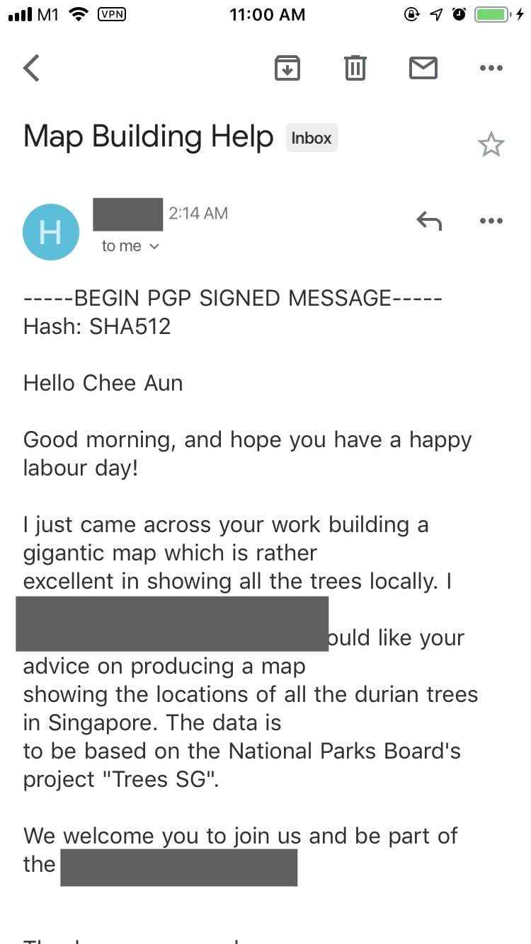Email titled “Map Building Help”, received at 2:14 AM
