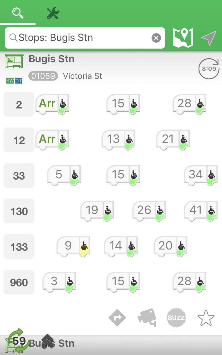SG Bus iOS app with interesting bus arrival UI