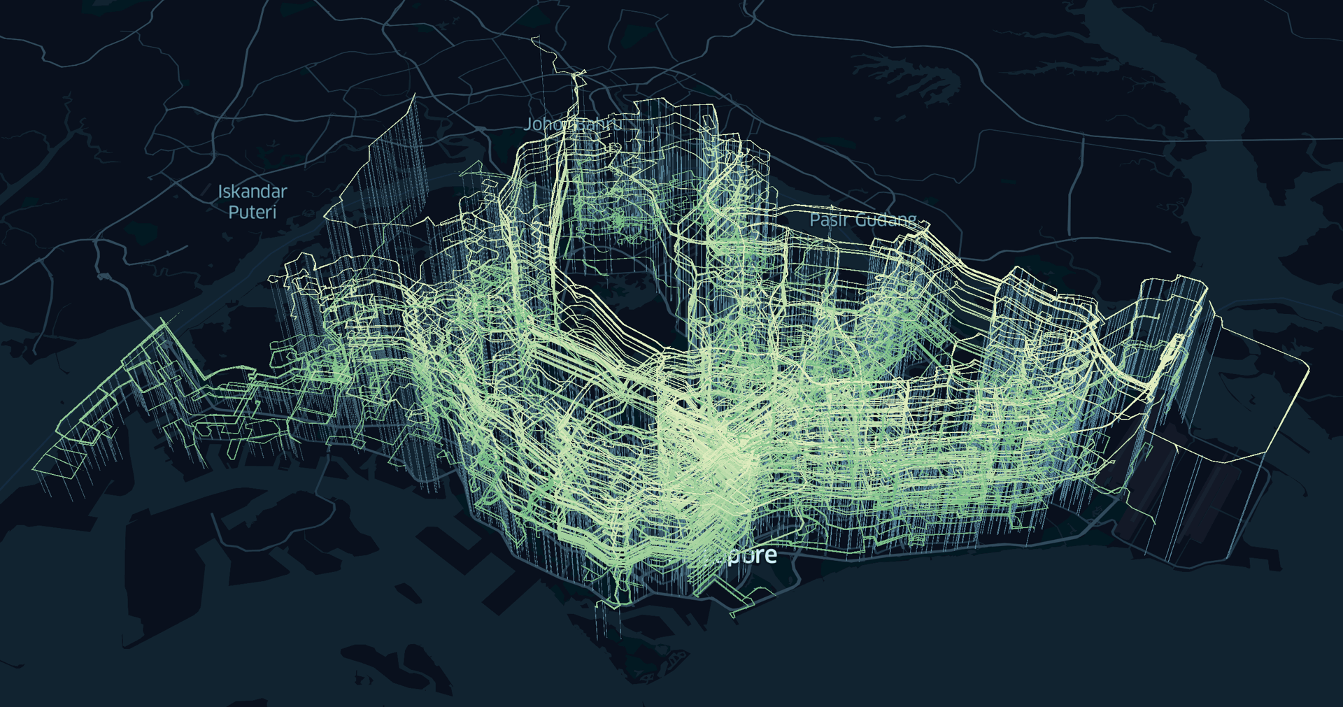 BusRouter SG new visualization, showing all routes and stops in Singapore