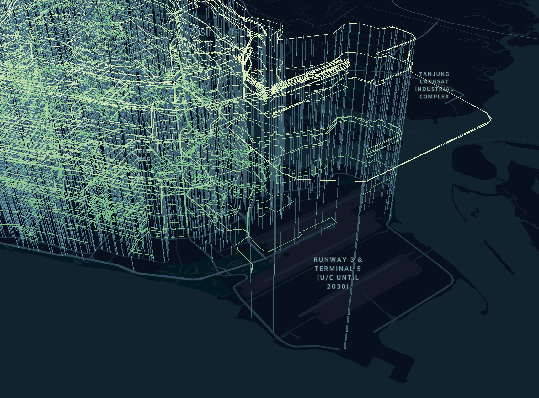 BusRouter SG new visualization, close-up shot of routes and stops near Changi Airport