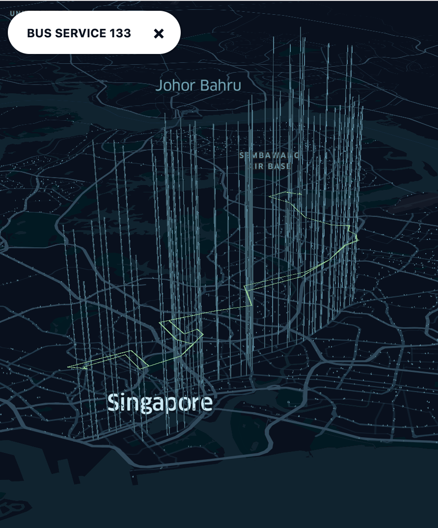 BusRouter SG new visualization, showing stops for bus service 133