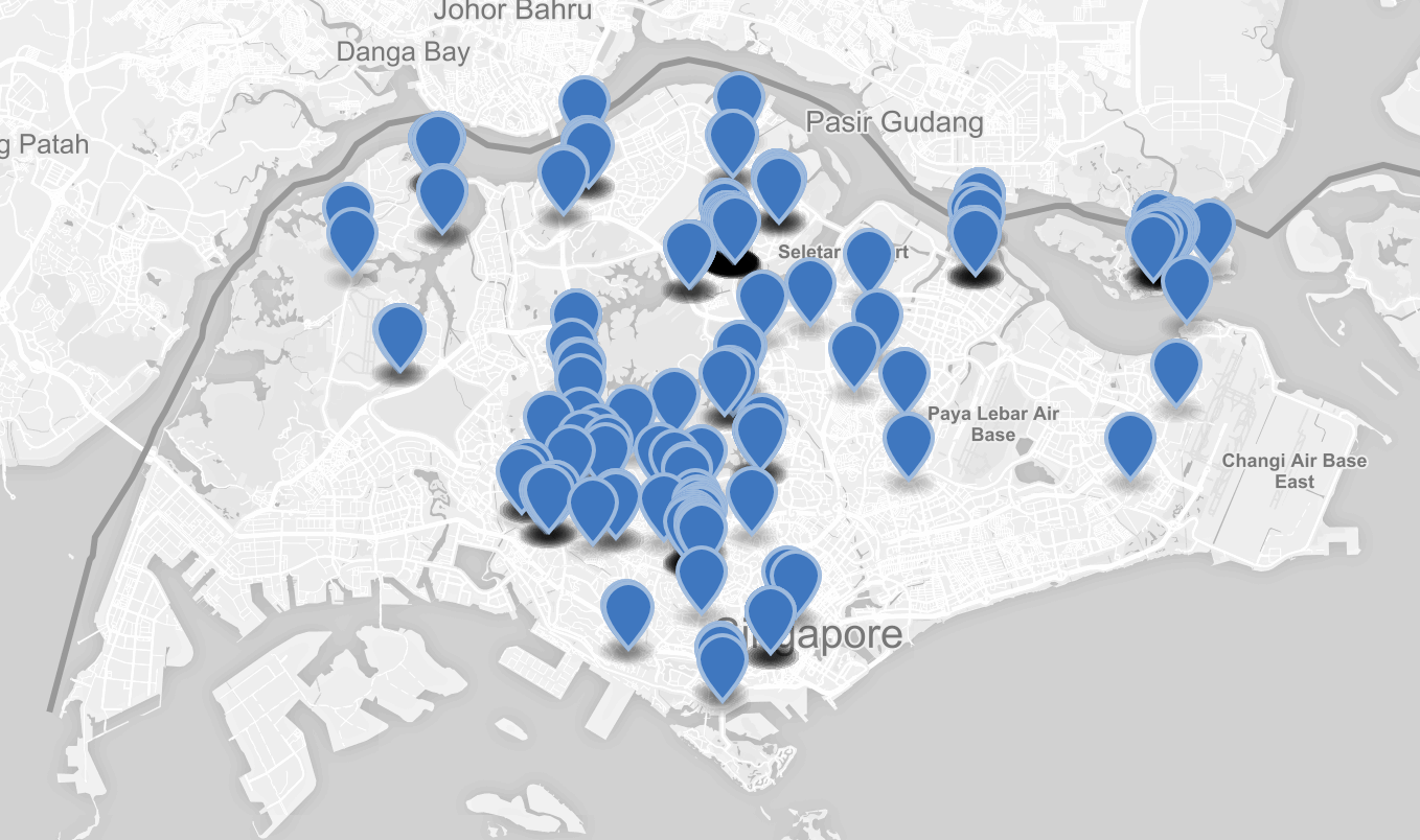Durio species trees plotted on a map