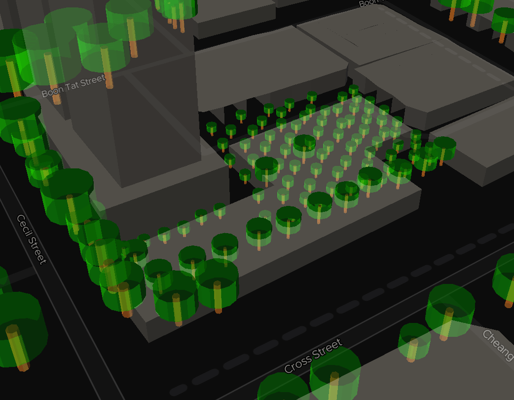 ExploreTrees.SG faux 3D trees — trees clashing with buildings