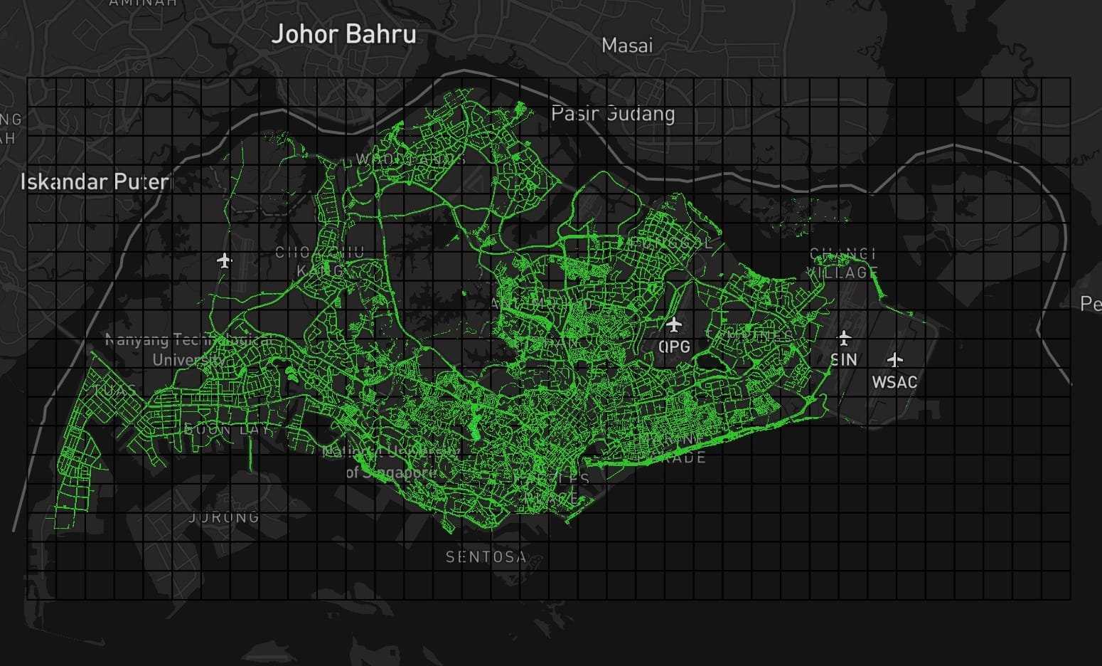The new square grids around Singapore boundary
